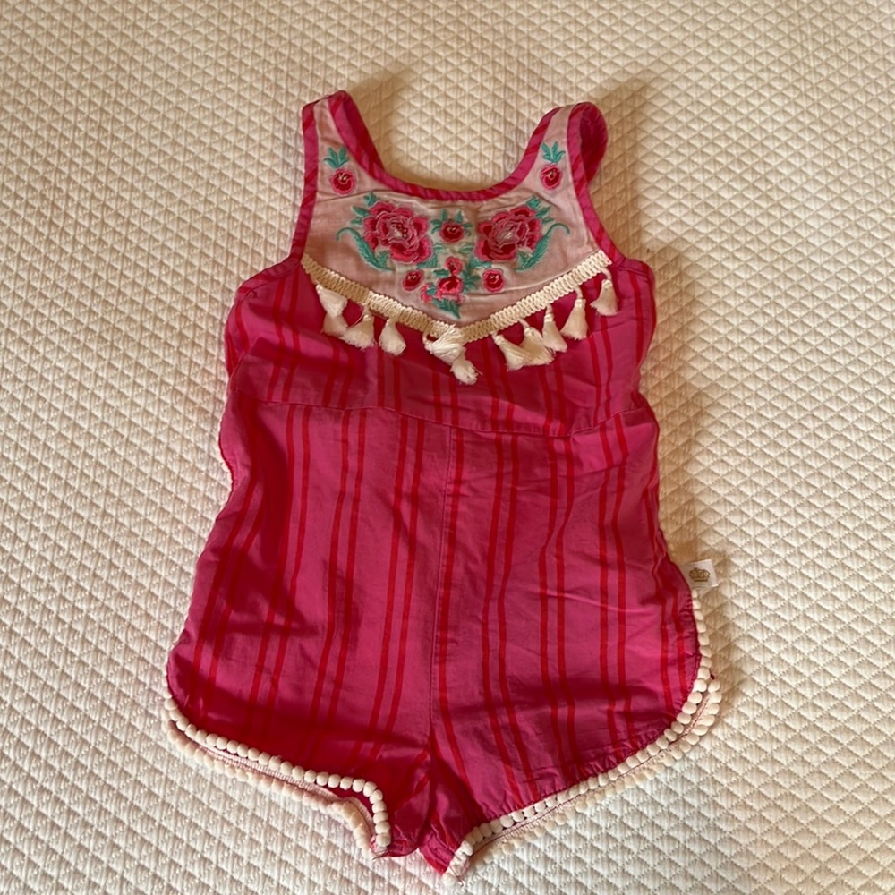 Pink and Red Striped Romper